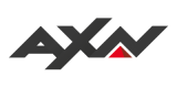 Czarne logo na białym tle telewizji AXN